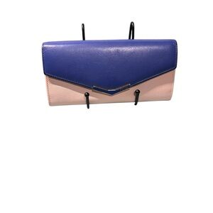 Fendi Rainbow Colorblock Leather Continental Wallet Blue & Pink GUC
